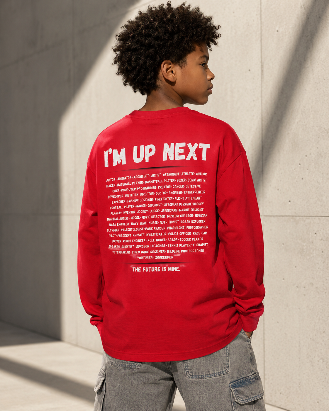 I'm Up Next Youth Long Sleeve Shirt | Soft Cotton Long Sleeve Tee for Kids